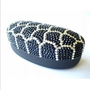 Black and Clear Rhinestone Sunglasses Case NEW